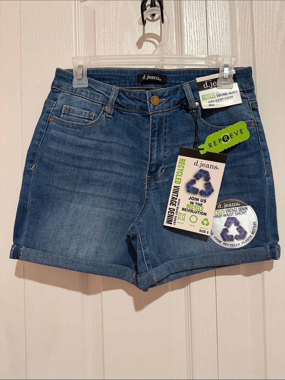 d. jeans Blue High-Rise Rolled Hem Denim Shorts